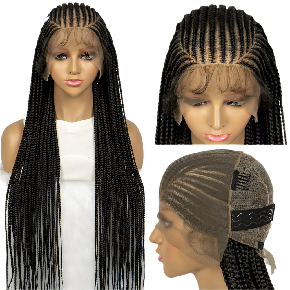Fulani Cornrow Box Braids Wig | Full Lace | Baby Hair | Black Women Luxegan