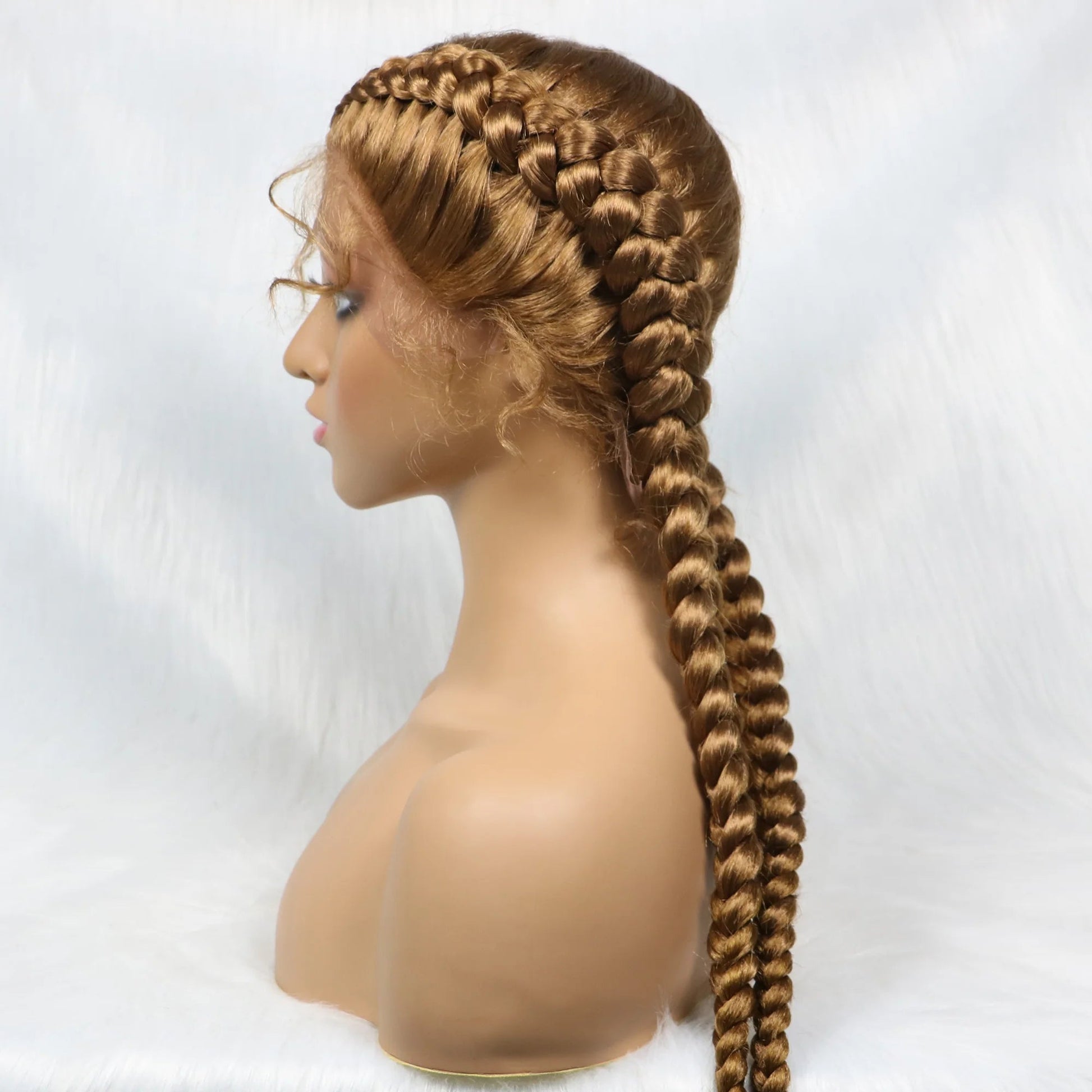 Handmade Double Dutch Cornrow Braided Wig | Natural Black Lace Front | Baby Hair | Kanekalon Synthetic Wig for Women Luxegan