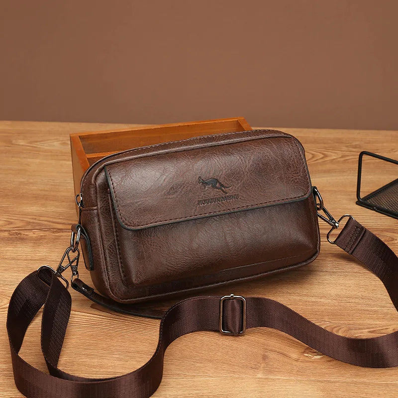 PU Leather Men'S Clutch Bag Long Wallet Mini Shoulder Handbag Square Cross Card Holder Phone Necessaire Pouch Hand Porter Bag