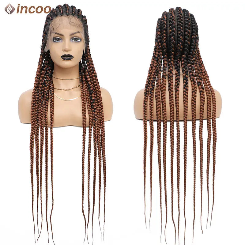 36" Twist Braided Wig | Cornrows & Goddess Braids | Full Lace Frontal | Baby Hair Luxegan