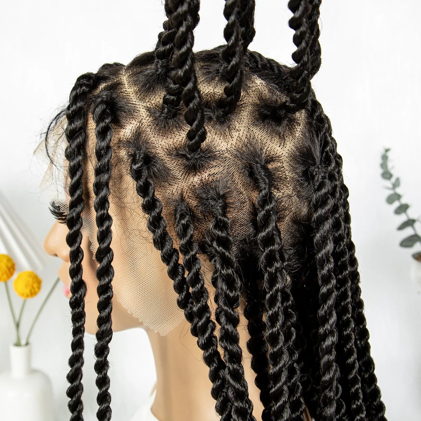 Real Shot High-Quality Twisted & Faux Locs Braided Wig | Transparent Full Lace Goddess Braids | Synthetic Hair for Black Women Luxegan