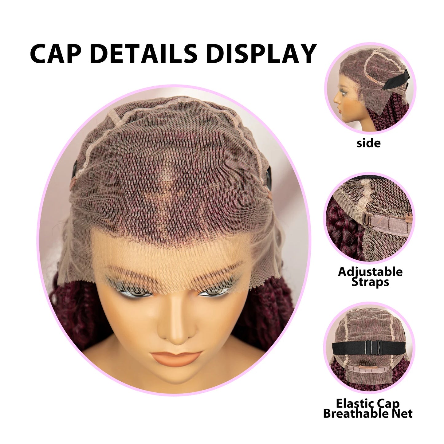 Boho Braids Full Lace Wig | Brown Box Braided Wig with Baby Hair | Kanekalon Synthetic Braiding Hair Wig