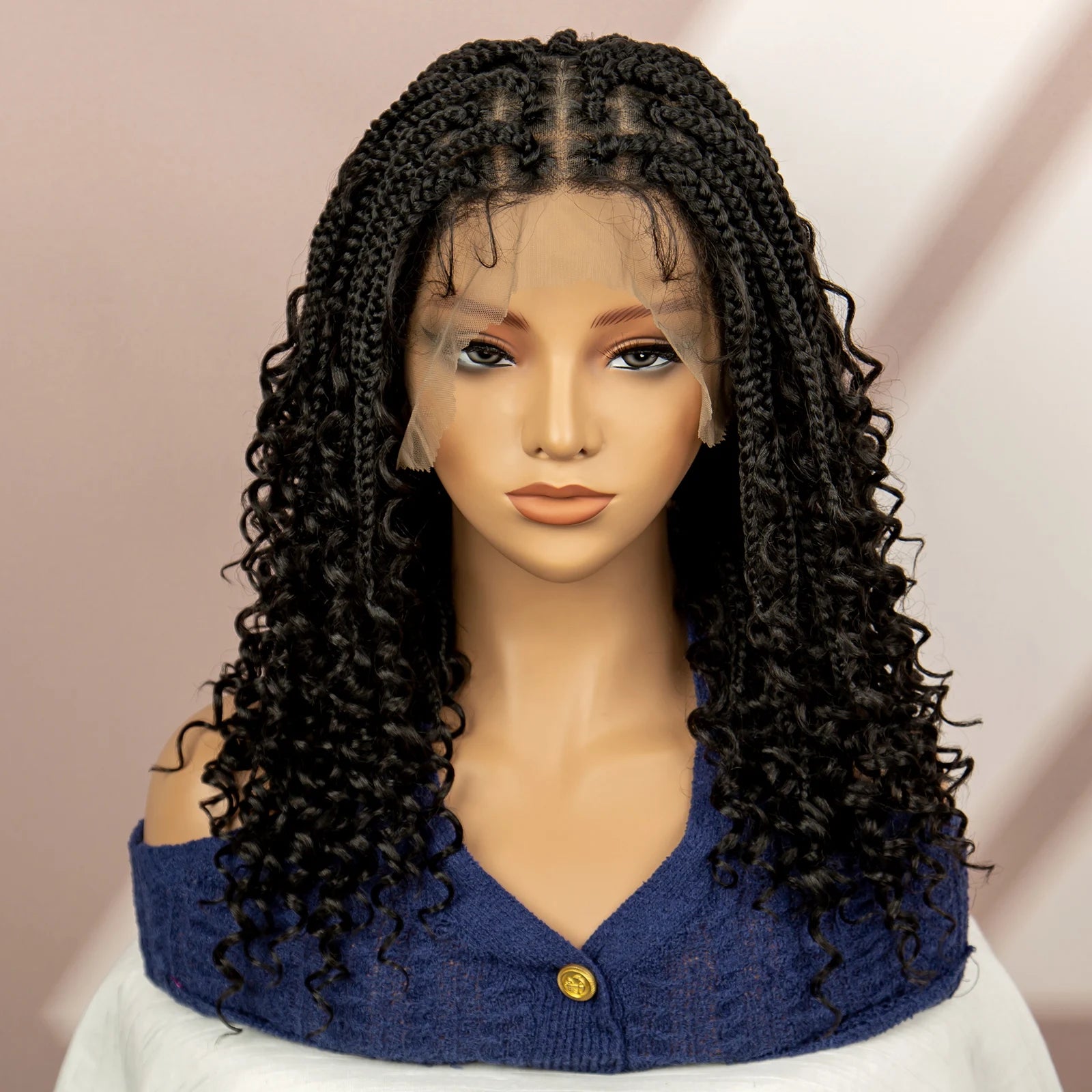 Burgundy Knotless Box Braids Wig with Curly Ends | Full Lace Luxegan