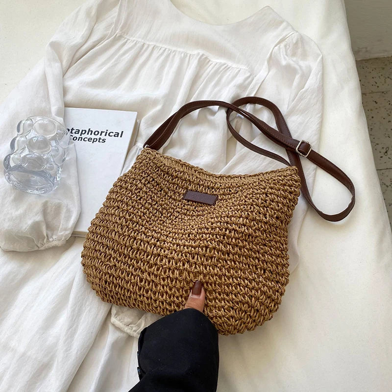 Summer Straw Saddle Bag | Handmade Woven Crossbody Purse Luxegan
