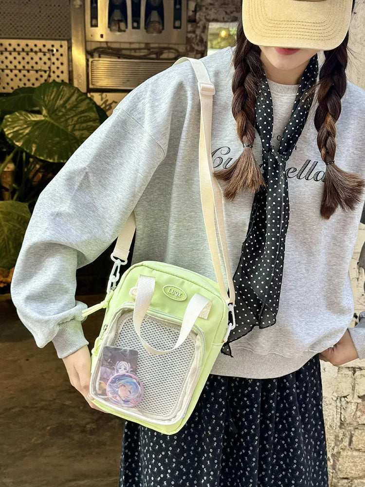 Casual Girl Ulzzang Ita Bag | Small Versatile Crossbody & Transparent Bar Chi Cute Shoulder Mobile Bag Luxegan