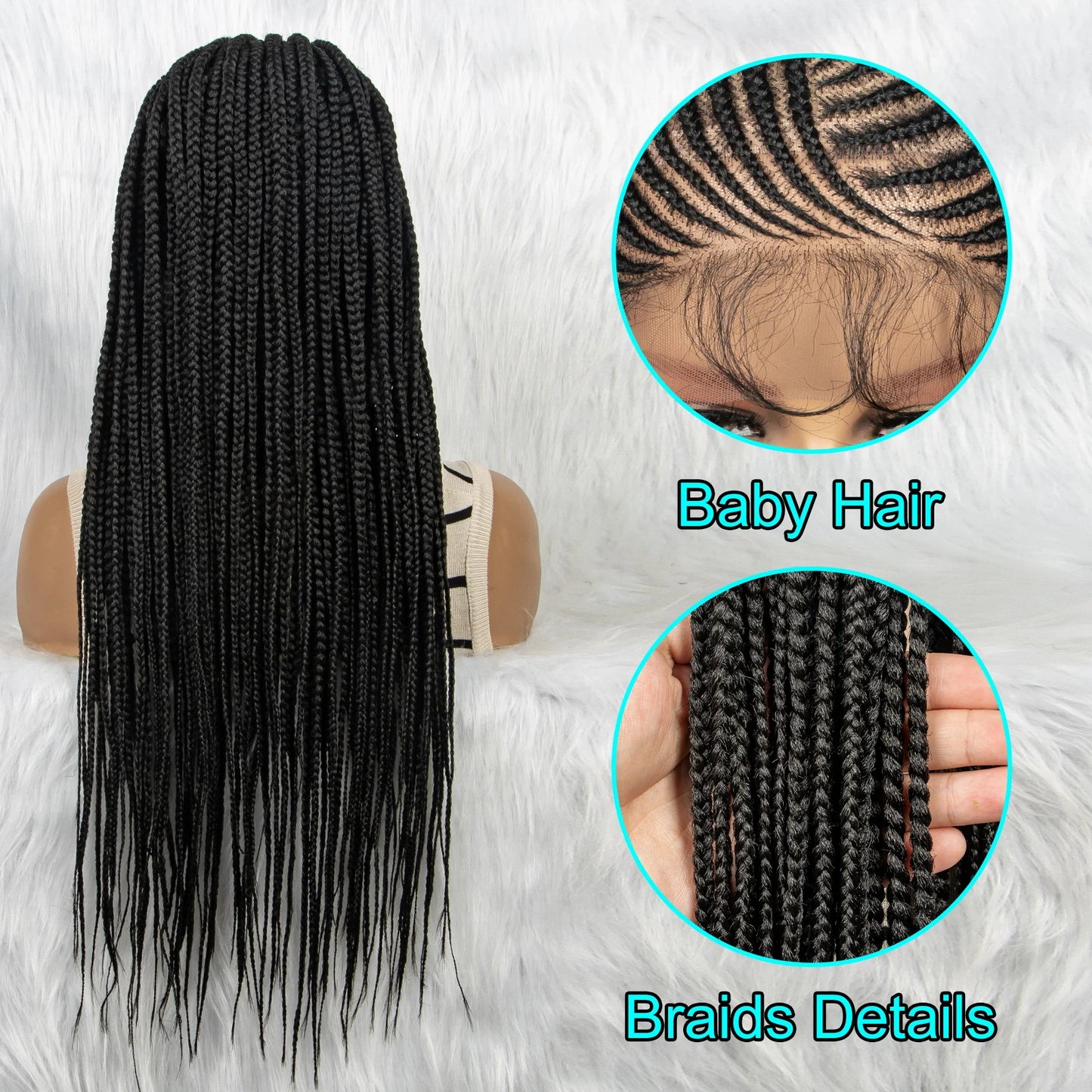 13x4 HD Lace Front Braided Wig with Baby Hair | Synthetic Braided Wigs for Black Women Luxegan