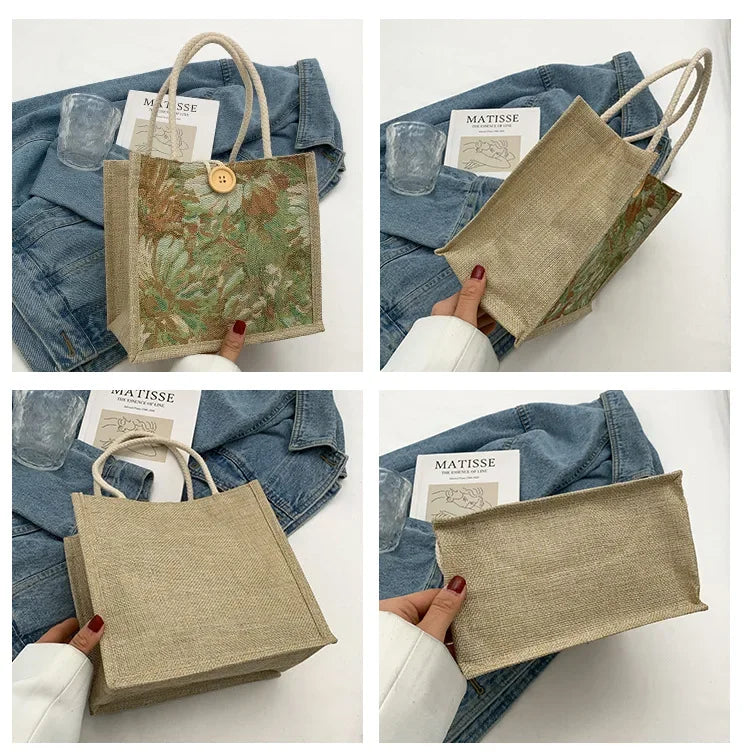 Linen-Style Nylon Tote | Portable & Solid Color Top-Handle Bag Luxegan