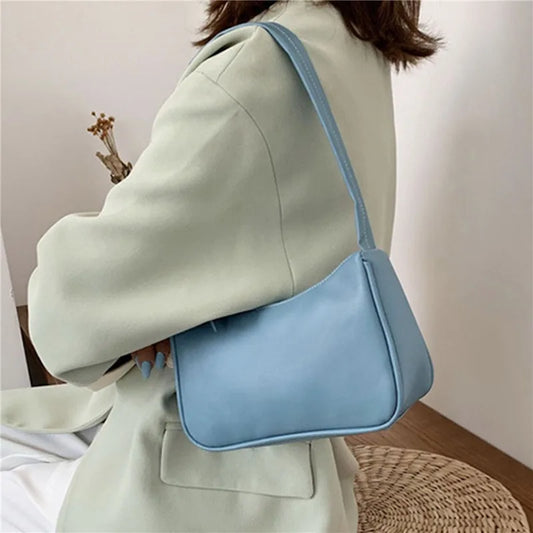 Casual One-Size Women’s Shoulder Bag | Sophisticated Armpit Portable Bag | Luxury Designer Baguette Purse | Fashion-Forward PU Leather Side Bag with Interior Slot Pocket (Model: Portable Bag) Luxegan