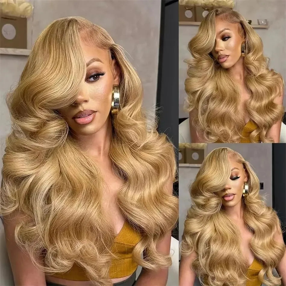 #27 Honey Blonde Body Wave Human Hair Wig | 200% Density 13x6 HD Transparent Lace Frontal & 13x4 Lace Frontal (Pre-Plucked) Luxegan