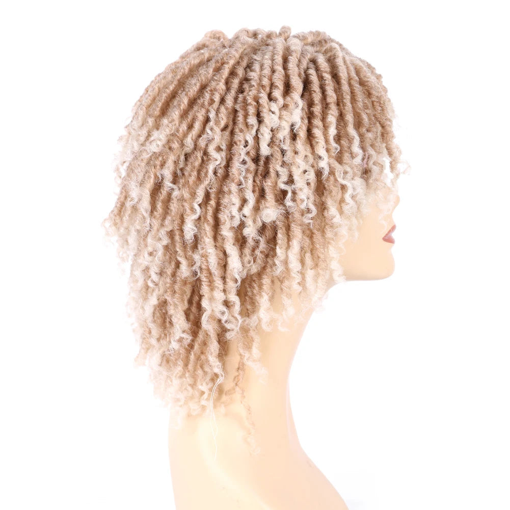Short Dreadlock Wig for Black Women Afro Curly Twist Wigs Synthetic Heat Resistant Breathable Faux Locs Braids Hair Wigs Luxegan