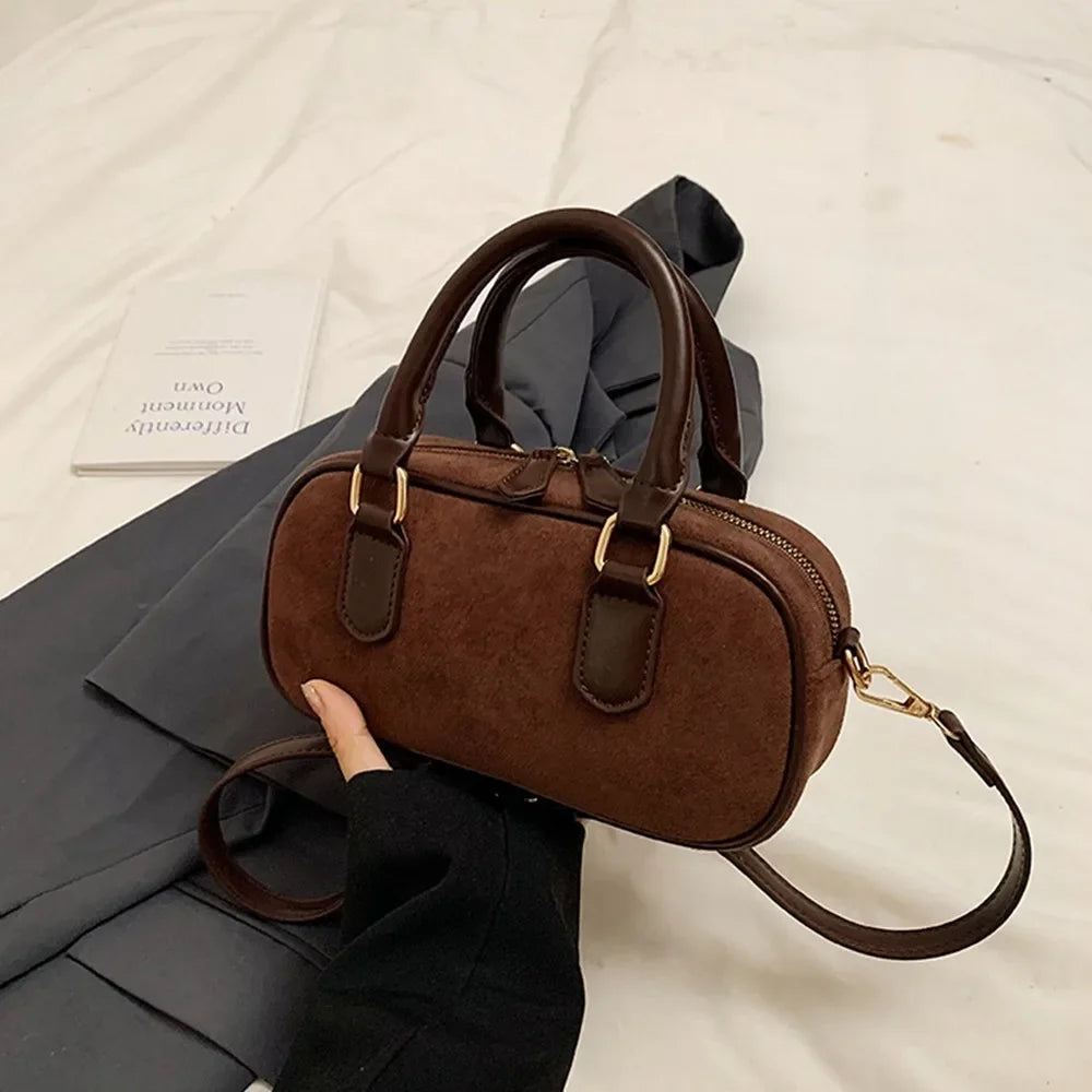 Women’s Fashion PU Leather Bowling Bag | Sophisticated Korean Style Small Square Bag | Large Capacity Solid Color Handbag | Chic Minimalist Shoulder Bag for Daily Shopping Luxegan