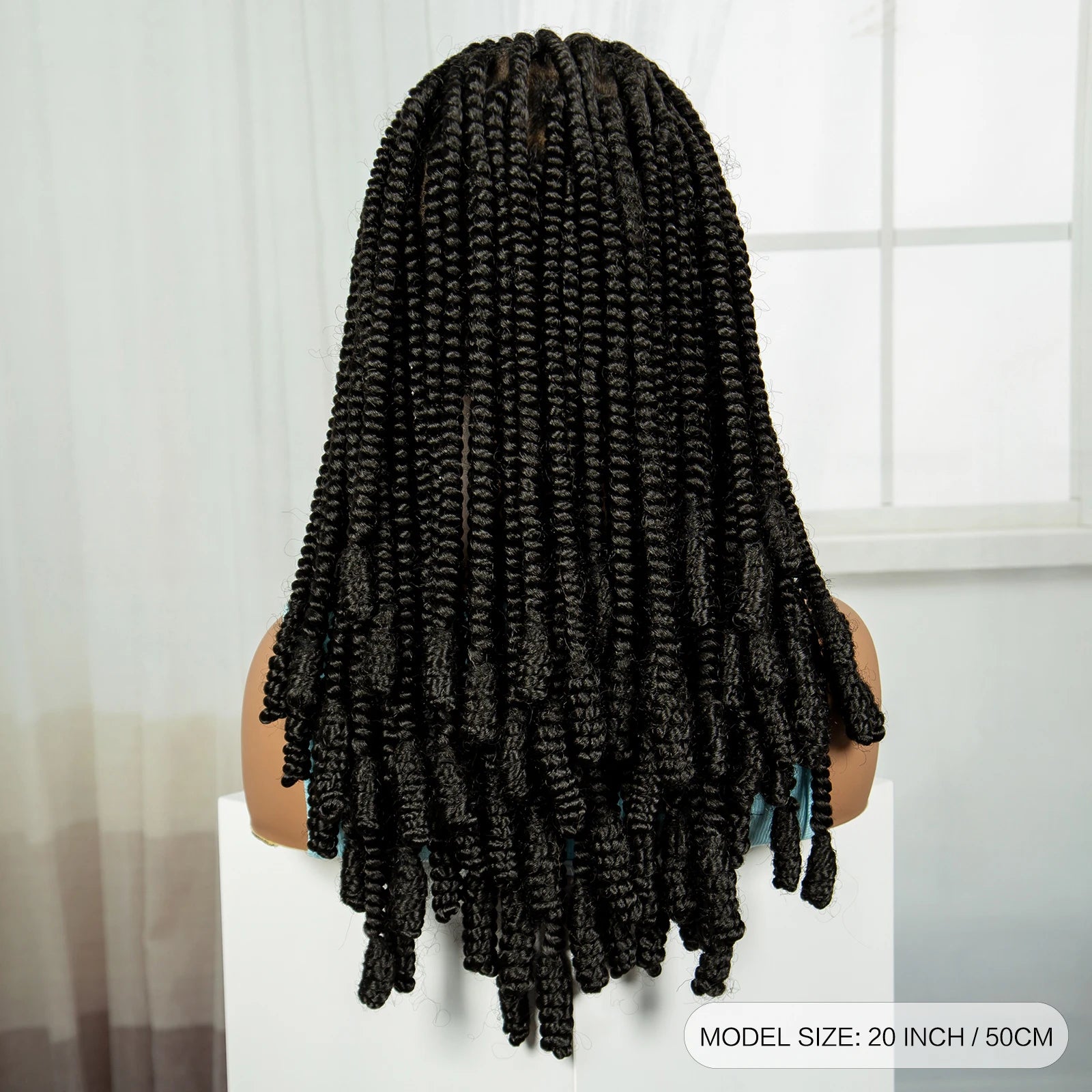 20" Knotless Box Twist Braids Wig | Full Lace | Baby Hair Luxegan