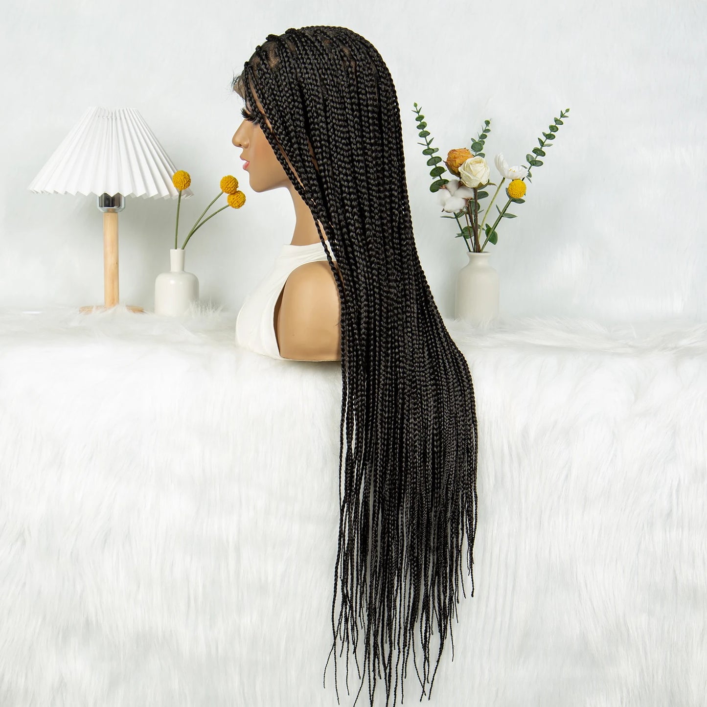 KIMA 36" Knotless Triangle Box Braids Wig | Transparent Full Lace Luxegan