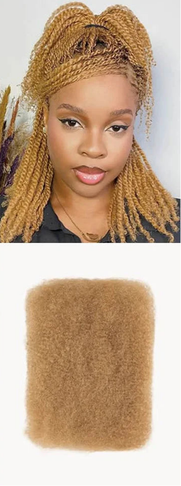 Remy Afro Kinky Bulk Human Hair for Braiding | No Attachment DIY Mini Twists & Braids (Brazilian, 1Pc) Luxegan