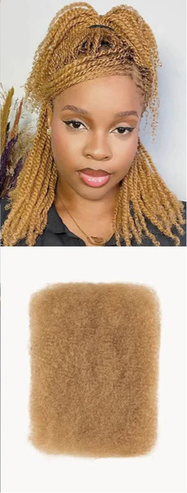 Afro Kinky Bulk Human Hair for Braids | Virgin Remy Extensions (Multi-Color Options) Luxegan
