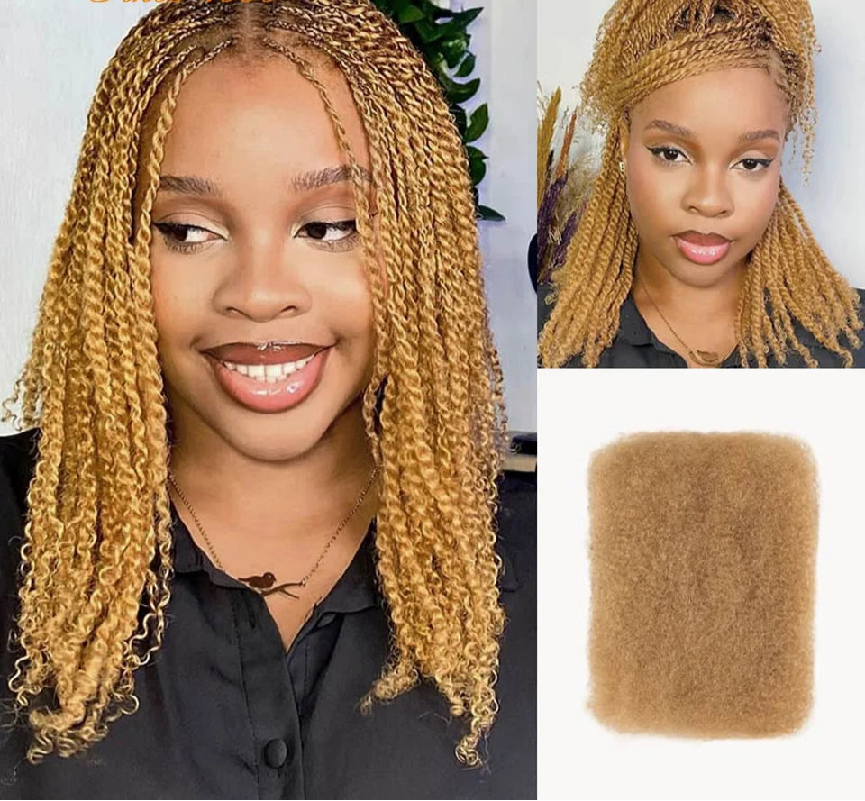 Afro Kinky Bulk Human Hair for Braiding | 50g Brazilian Remy Extensions for Dreadlocks & Crochet Braids Luxegan