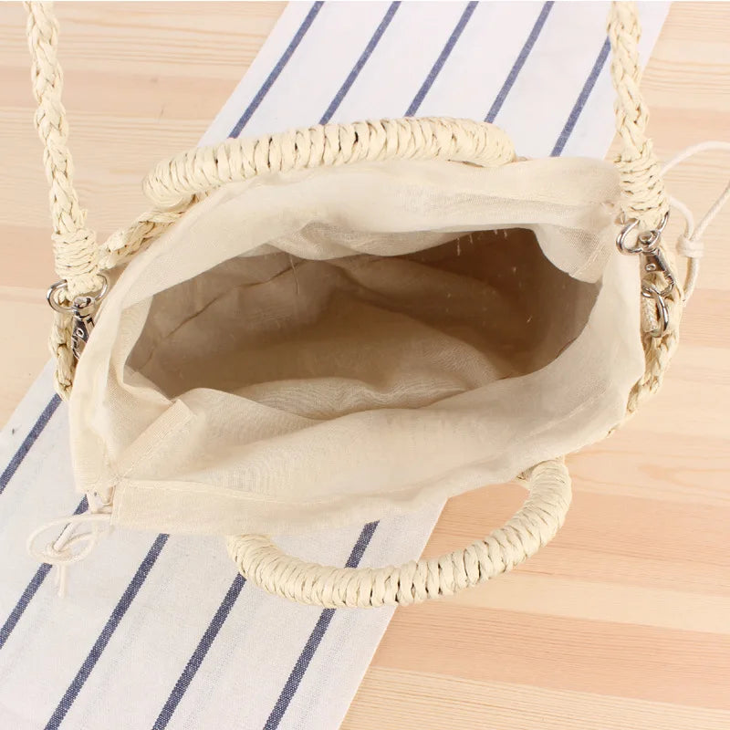 Summer Handmade Moon-Shaped Bag | Women's Woven Straw Bag & Top-Handle Tote Luxegan
