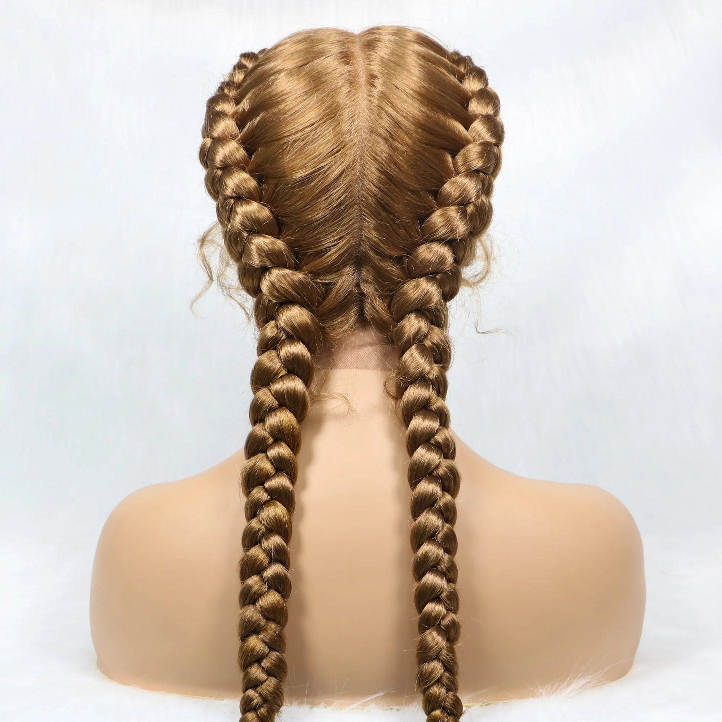 Handmade Double Dutch Cornrow Braided Wig | Natural Black Lace Front | Baby Hair | Kanekalon Synthetic Wig for Women Luxegan