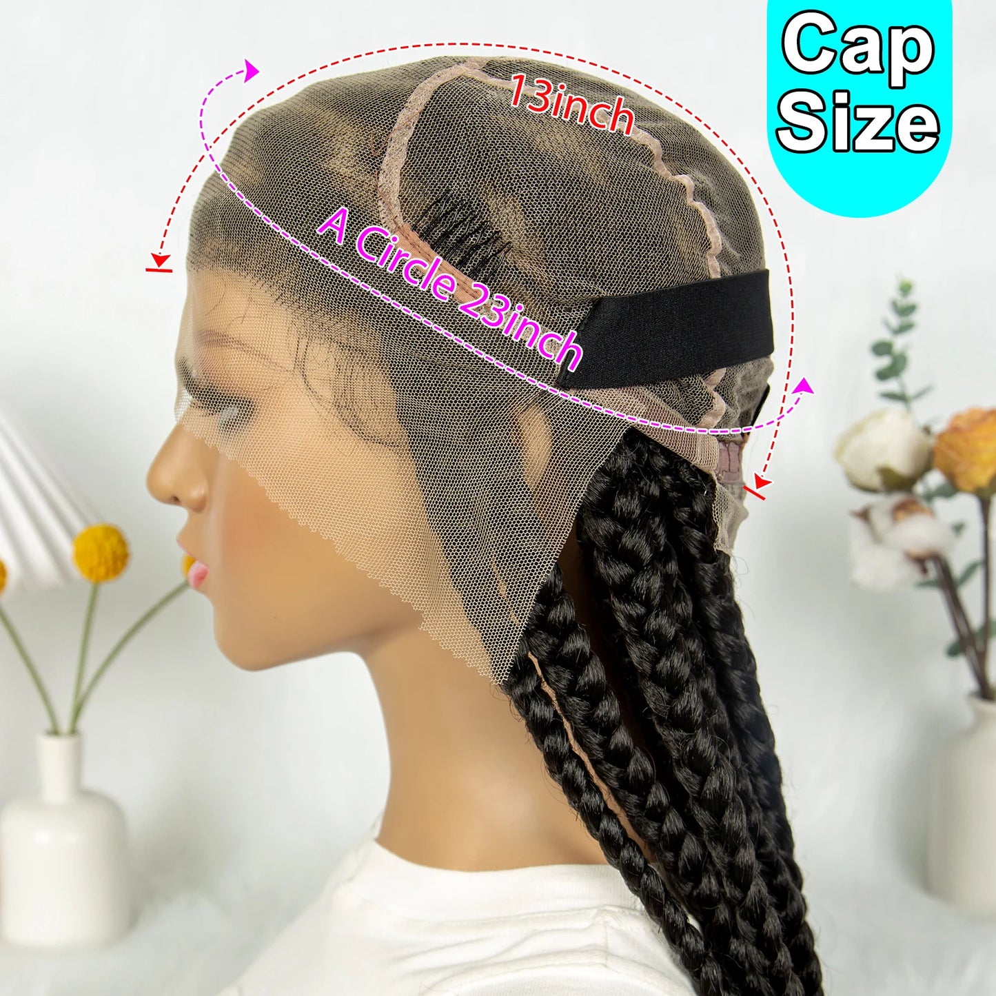 Synthetic Braided Wigs Dreadlocks Full Lace With Crochet Hand Braid Braiding Hair Knotless Box Cornrow Braid For Black Women