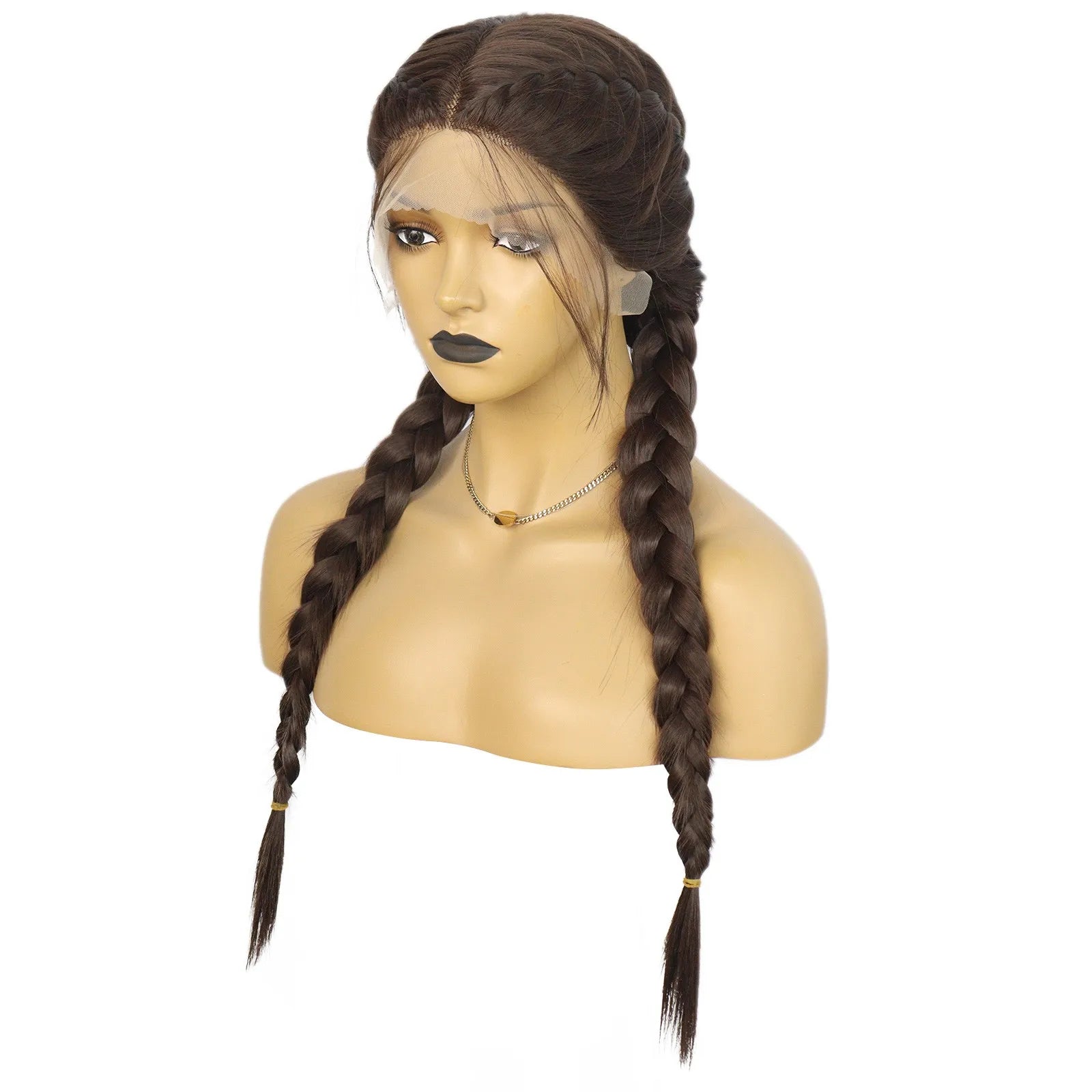 Long Black Senegalese Twist Wig | T-Part Lace Braided Wig | Synthetic Braids with Wig Cap | Daily & Party Use