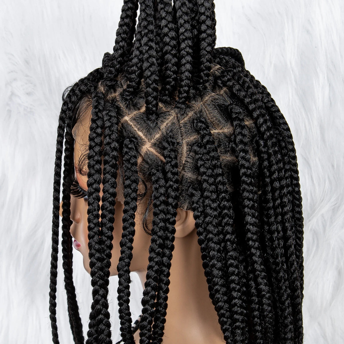Pelucas trenzadas Bob para mujeres negras Peluca de encaje completo con trenzas estilo cornrow Peluca sintética de encaje frontal con trenzas de caja sin nudos con cabello de bebé