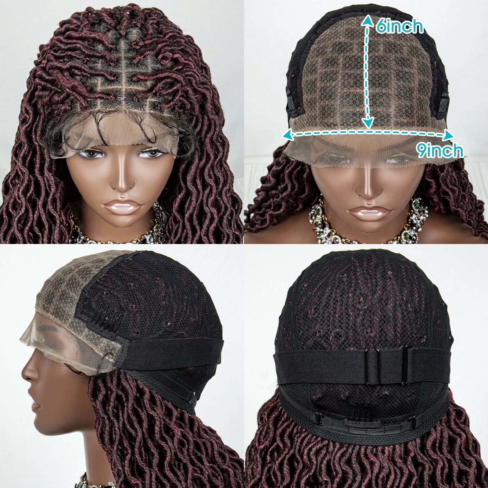Colorful Dreadlocks & Water Wave Braids Wig | Lace Front | Baby Hair Luxegan