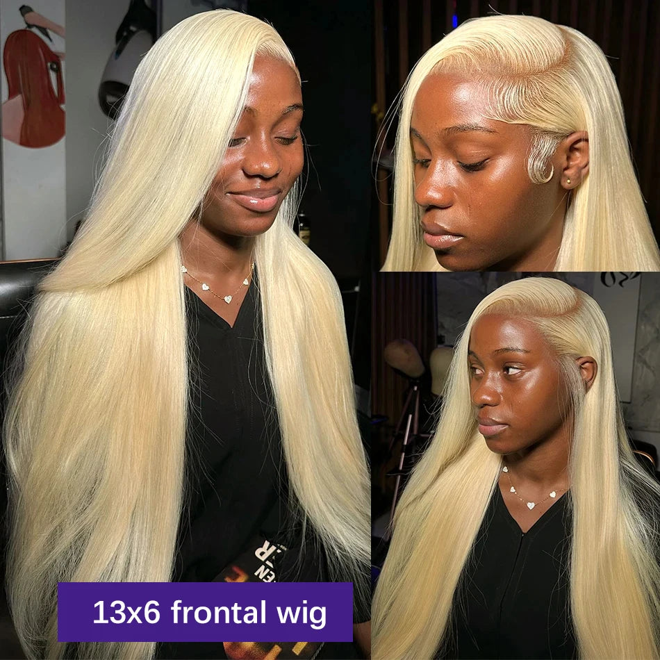 613 Platinum Blonde Straight HD Lace Wig | Sophisticated 13x6 & 13x4 Transparent Frontal | Elegant "Brazilian Remy" 26+ Inch Silhouette | "Dignified" Pre-Plucked Human Hair for Radiant Versatile Styling Luxegan