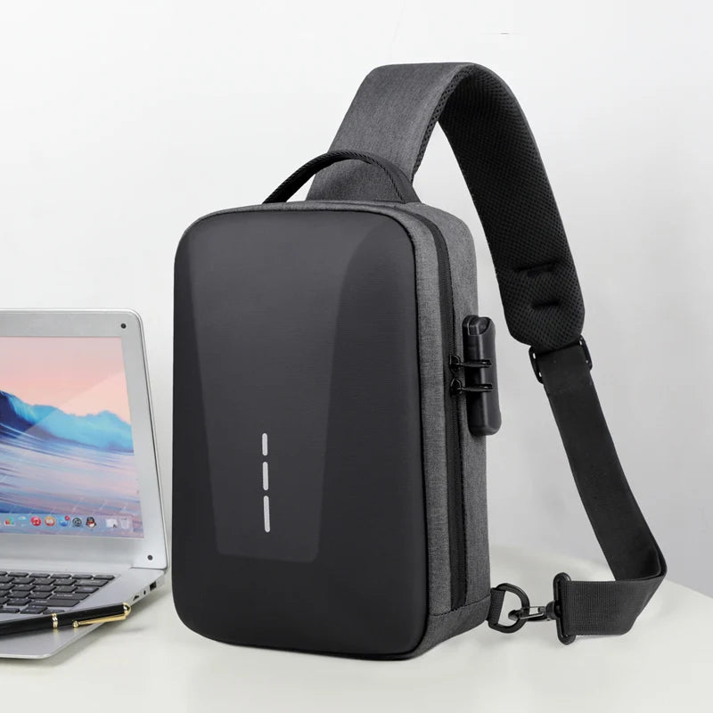 Anti-theft Combination Lock Chest Pack | Fashion Business Men's Crossbody Bag & Travel Shoulder Bag Luxegan