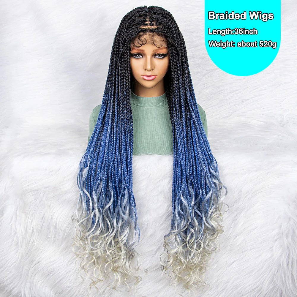 Gradient Water Wave Knotless Box Braids Wig | 9x6 Lace Front | Baby Hair Luxegan