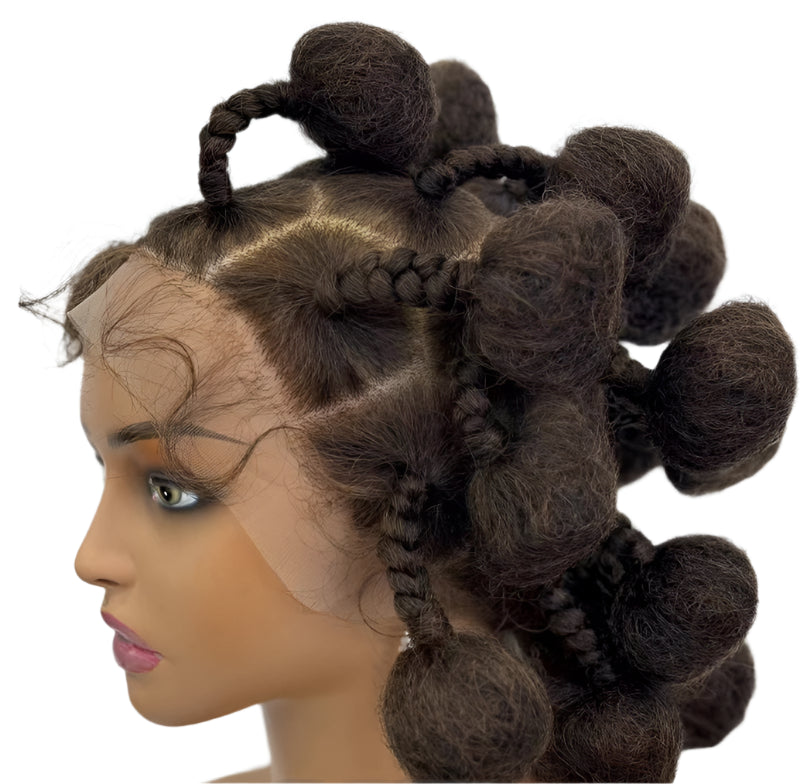 Bun Braided Wig | Full Lace | Baby Hair | Kanekalon Hair | African Braids | Black Women