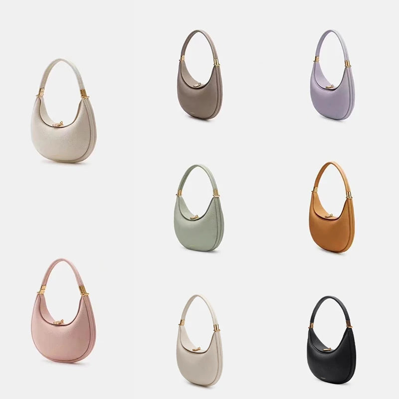 High-end Moon Bag | Light Luxury Leather Versatile Handbag & Messenger Bag Luxegan