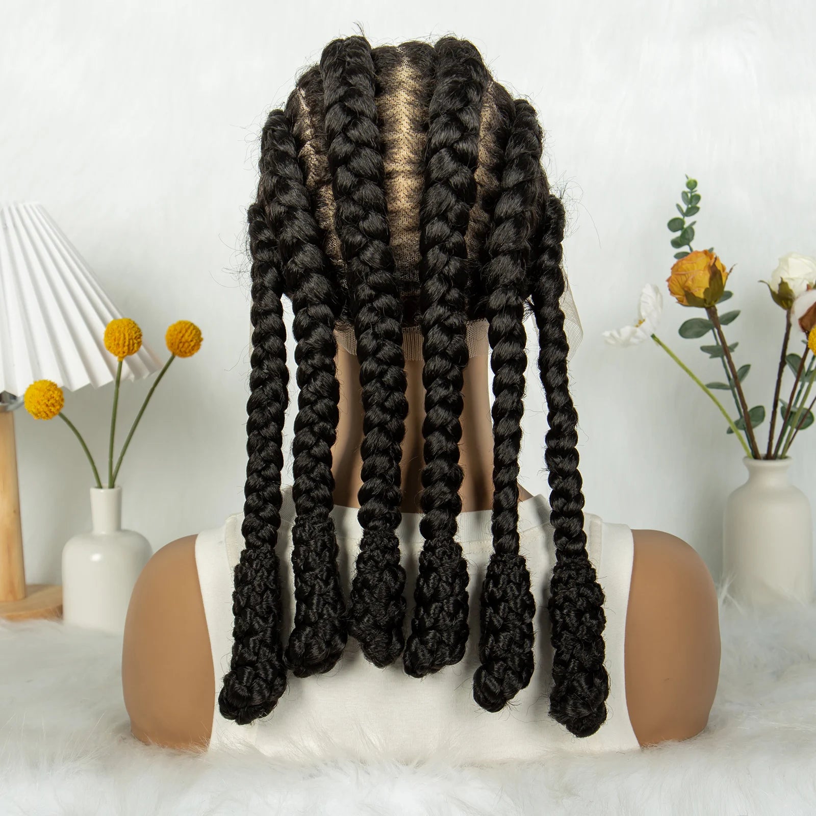 KIMA Cornrow Box Braided Full Lace Wig with Baby Hair | Synthetic Braids Wig for Africa Women & Men Luxegan