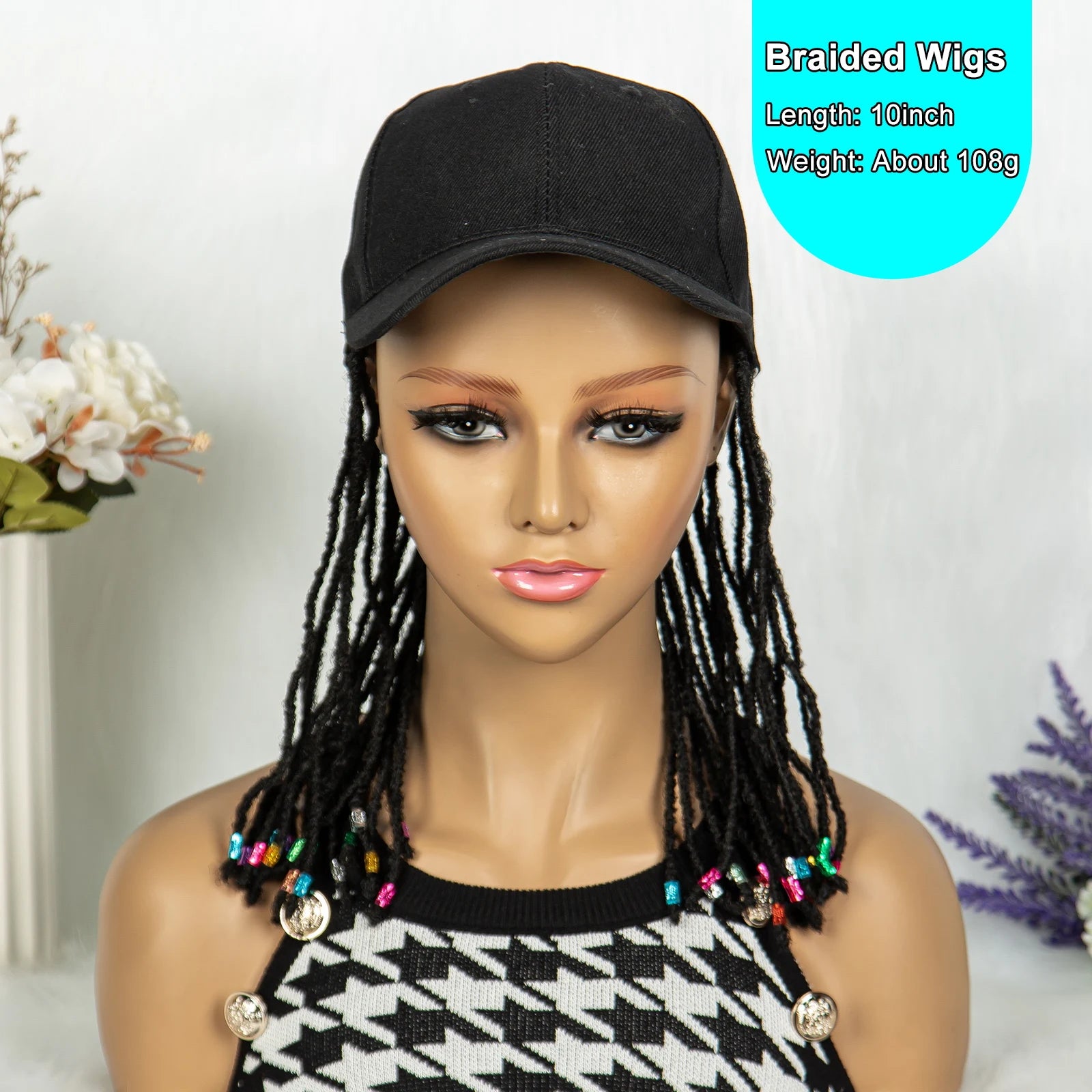 Braided Baseball Cap Wig | Adjustable Hat Wig | Afro Black Women & Girls Luxegan
