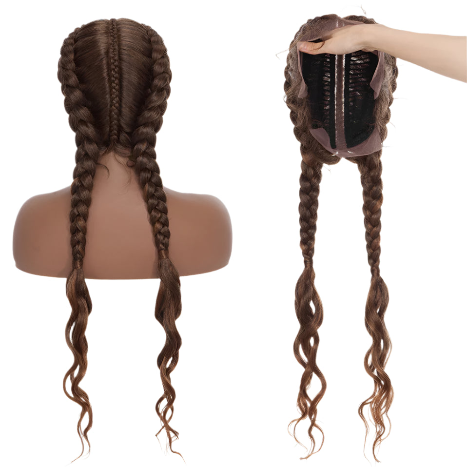 26" Dutch Braids Lace Front Wig | My-Lady Cornrow Afro Wig | Synthetic African Braided Wig | Wavy Texture