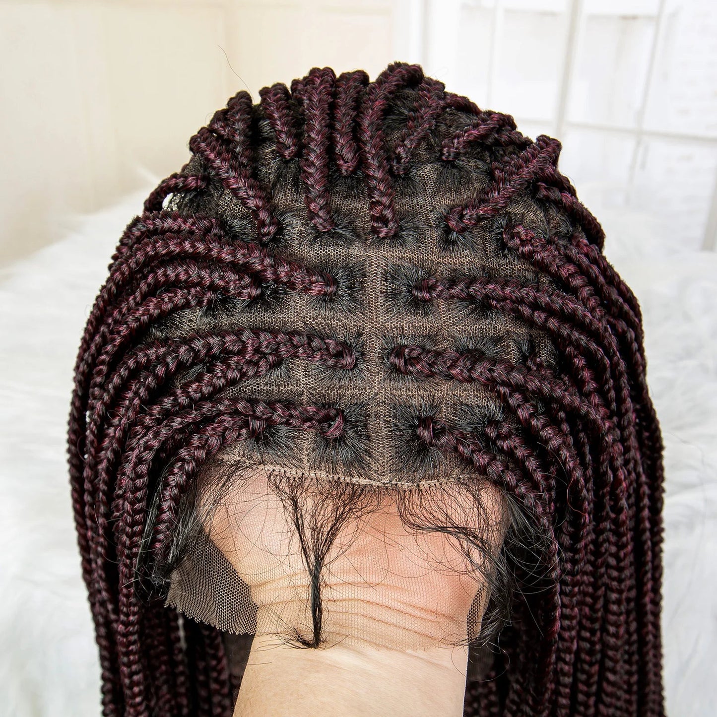 24" Full Lace Knotless Box Braided Wig | Lace Frontal Cornrow Braids | Baby Hair Synthetic Wig for Women Luxegan