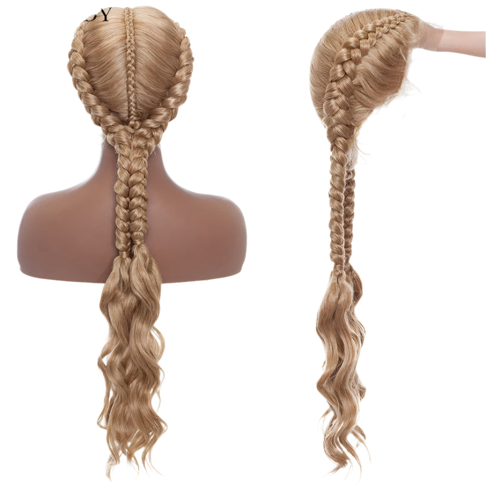 26" Dutch Braids Lace Front Wig | My-Lady Cornrow Afro Wig | Synthetic African Braided Wig | Wavy Texture