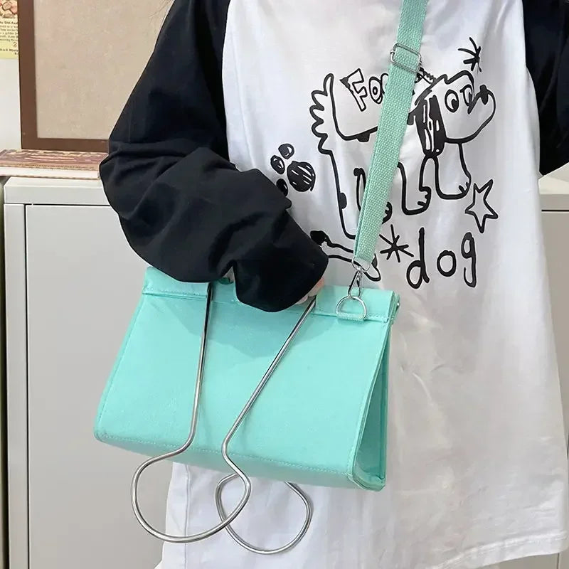 New Fashion Felt High-Capacity Shoulder Bag | Office Lady Women's Casual Handbag with Binder Clip Detail Luxegan