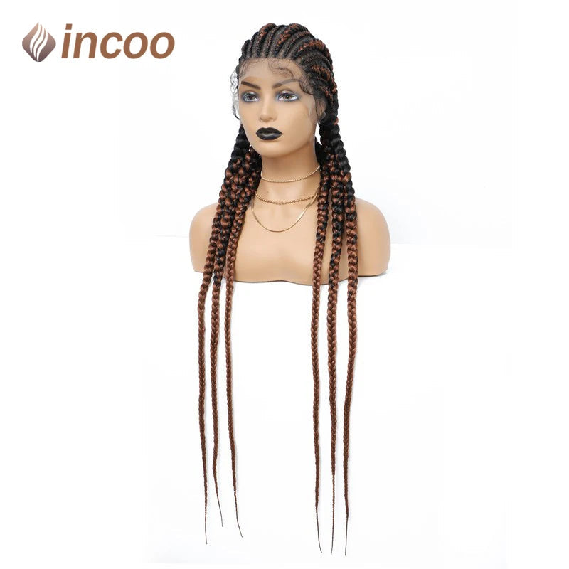 36" Jumbo Dutch Twins Cornrows Wig | Full Lace Front | Synthetic Braids | Black Women Luxegan