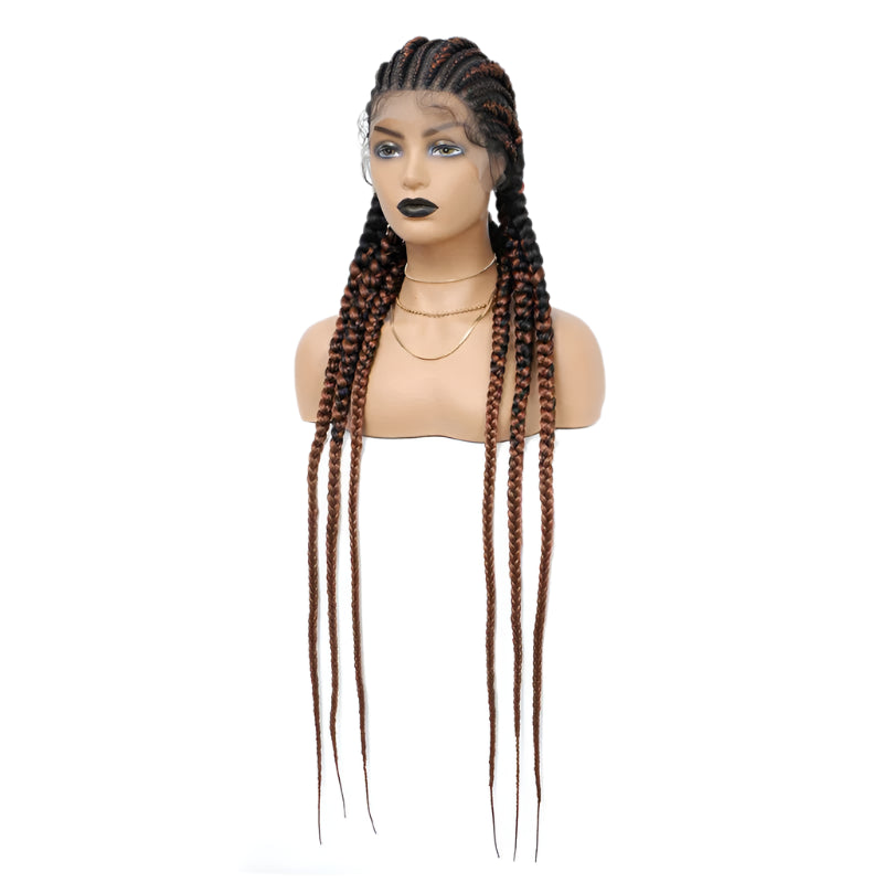 36" Jumbo Knotless Box Braids Wig | Incoo Full Lace Cornrow Wig | Transparent Lace | African Braided Hair