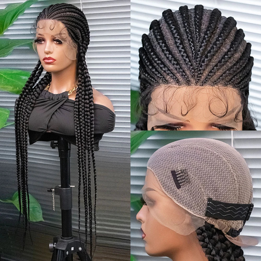 KIMA Cornrow Box Braids Wig with Baby Hair | Full Lace & Lace Front Options Luxegan