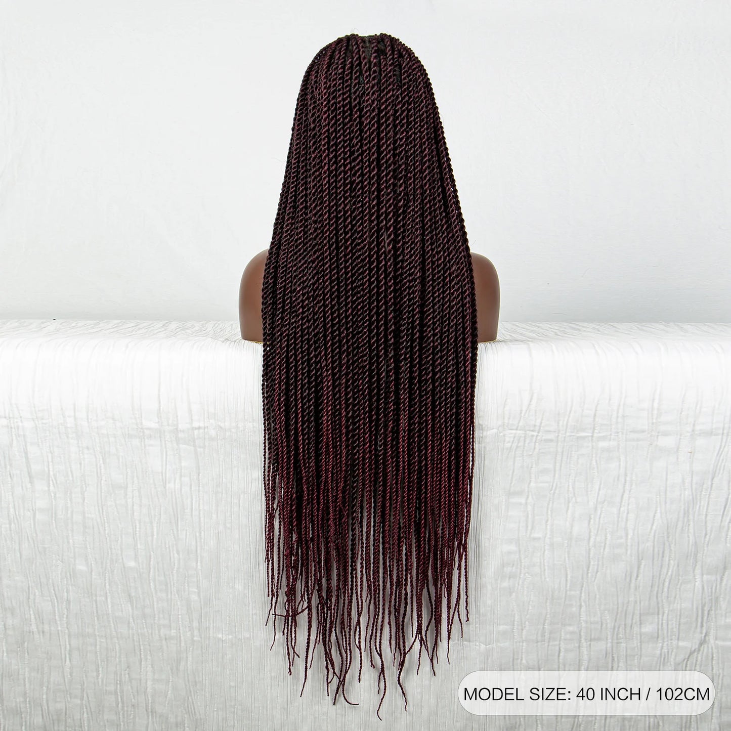 40" 360° HD Full Lace Knotless Twist Braids Wig | Blended Long Box Braids Luxegan