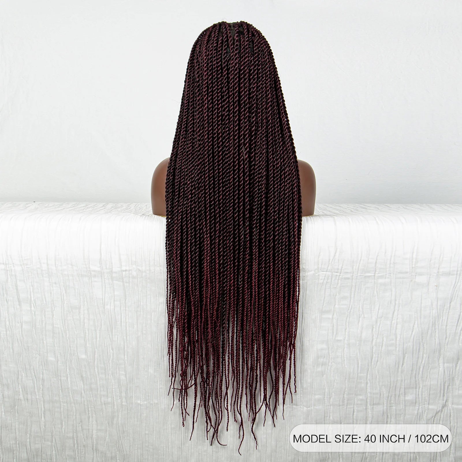 40" 360° HD Full Lace Knotless Twist Braids Wig | Blended Long Box Braids Luxegan