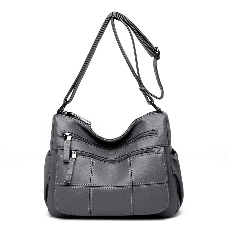 Genuine Sheepskin Leather Designer Handbag | Luxury Waterproof Bucket Bag for Women | Premium Business Messenger & Shoulder Tote with Sequined Accents Luxegan