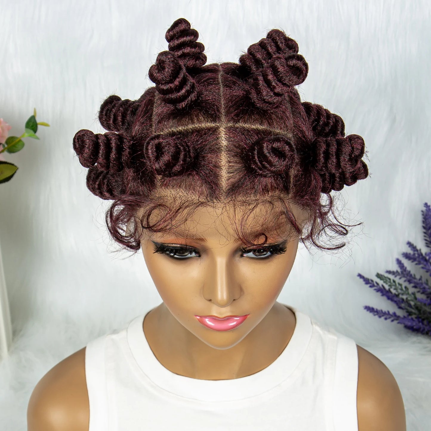 Knotless Braids Wig with Twist Buns | Full Lace African Braiding Hair Luxegan