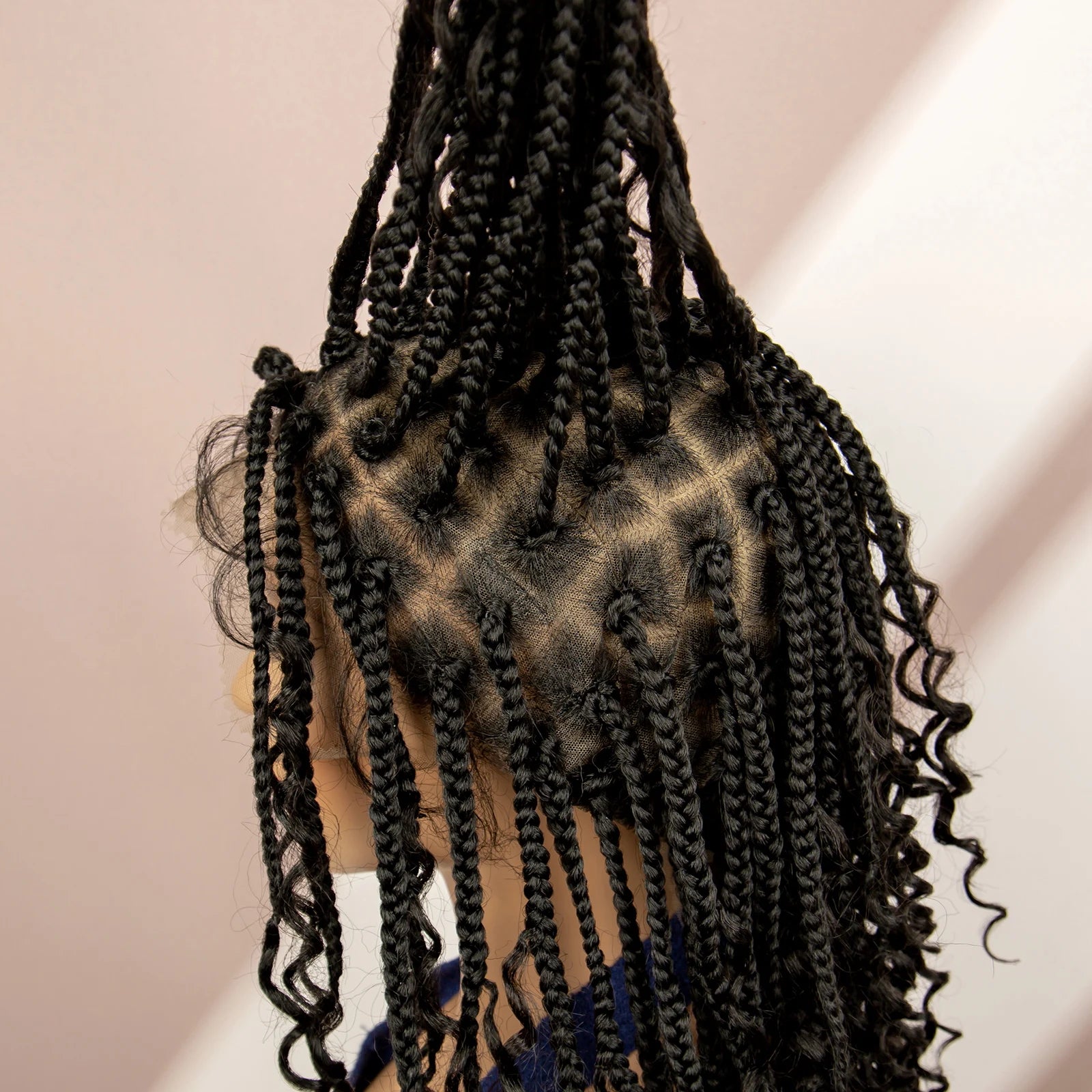 Burgundy Knotless Box Braids Wig with Curly Ends | Full Lace Luxegan