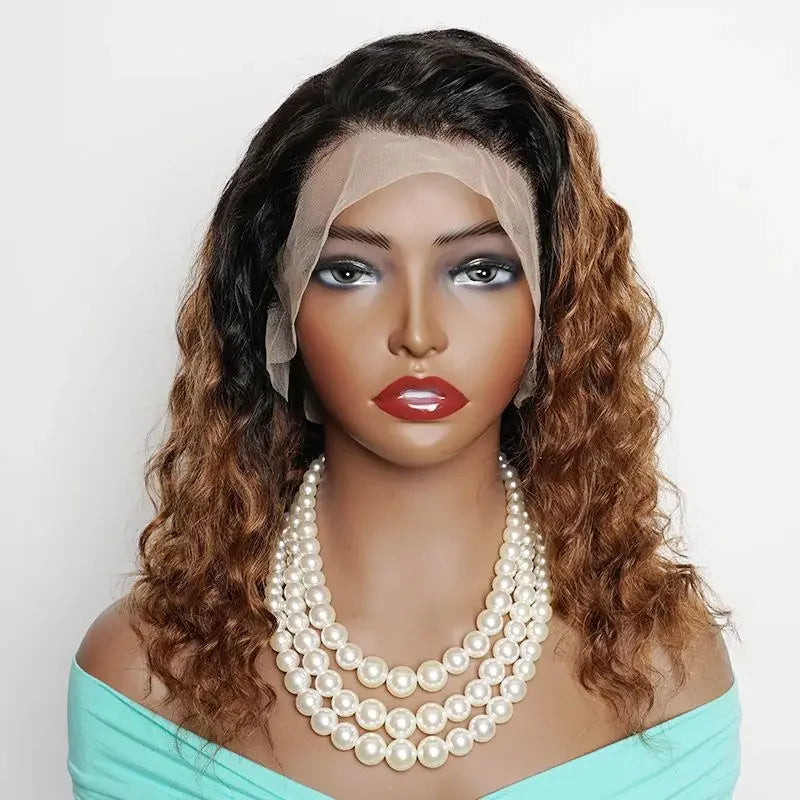 250% Density Ombre Ginger Brown Loose Deep Curly Wig | 13x4 Transparent Lace Front Human Hair Luxegan