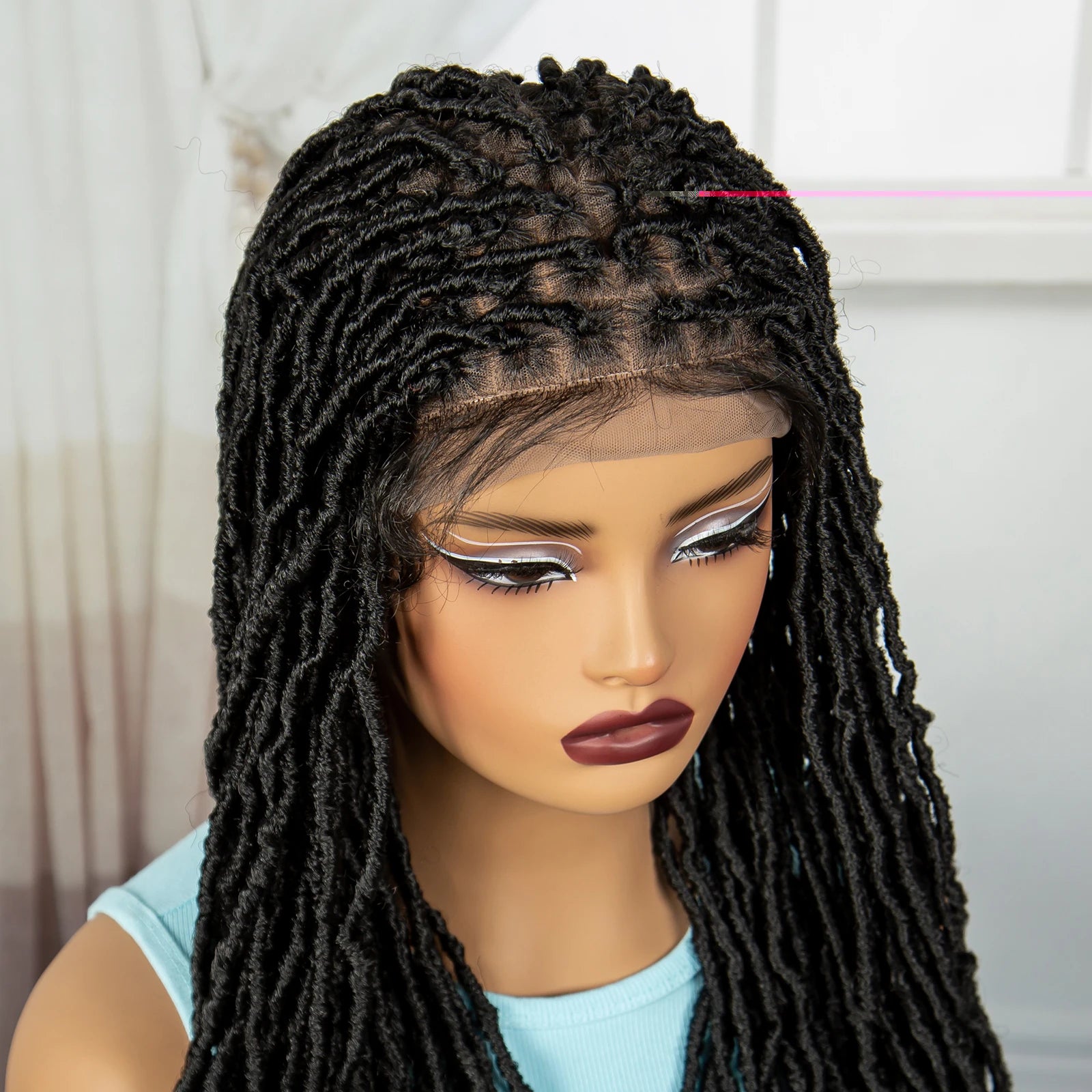 24" Knotless Box Locs Braided Wig | Full Lace Frontal Dreadlock Style Luxegan