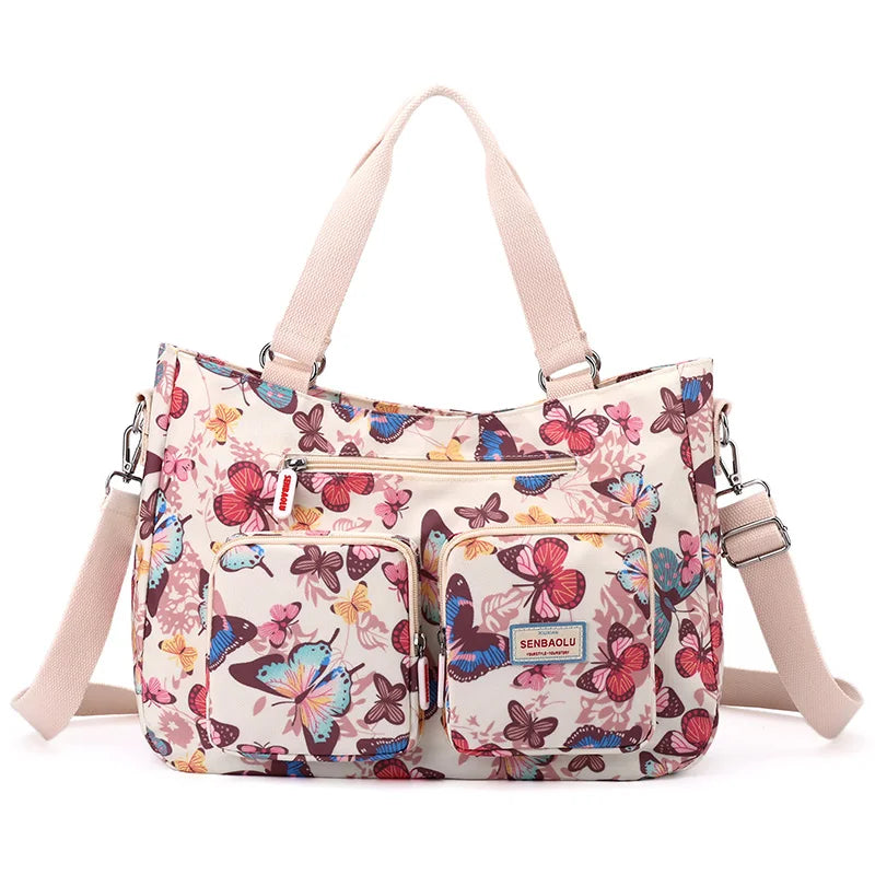 Fashion Floral Pattern Large Capacity Women Handbag | High Quality Fabric Casual Tote & Multi-pocket Shoulder Bag (SAC) Luxegan