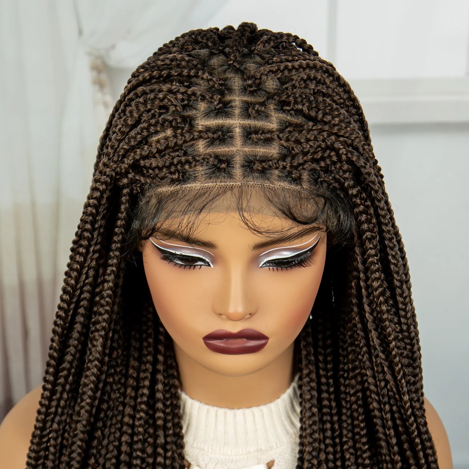 36" Ombre Knotless Braids Wig | 1B/27 | 9x6 Lace Front | Baby Hair Luxegan