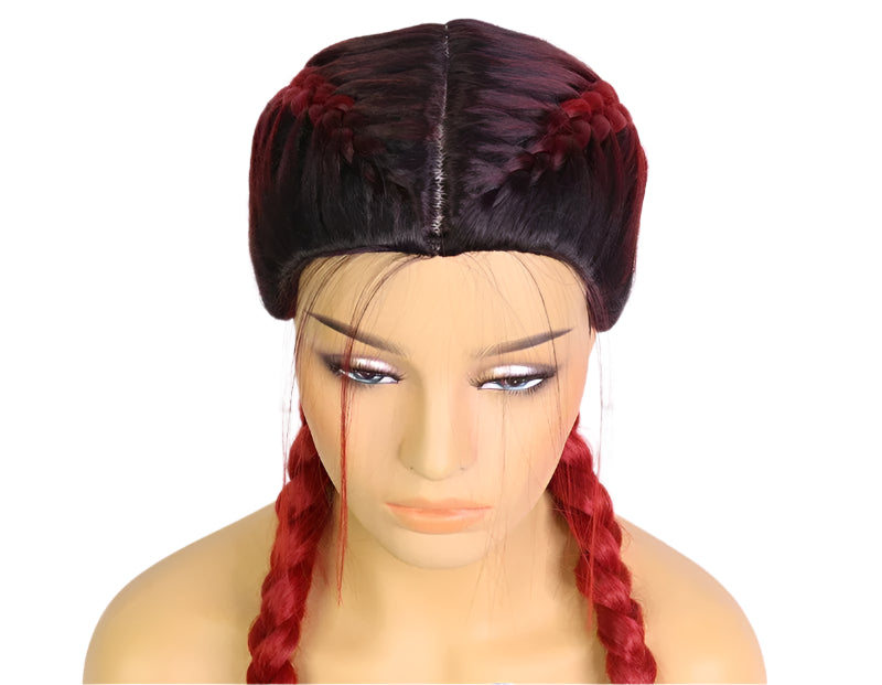 26" Black & Honey Blonde Box Braided Wig | Heat Resistant Synthetic Wig | Cosplay & Daily Wear | Machine Made Luxegan